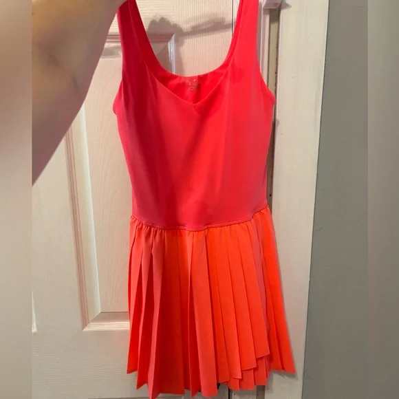 aerie offline Neon Pink and Coral Pleated Dress w built in shorts - Picture 1 of 2